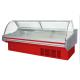 Deli Food Curved Glass Meat Display Refrigerated Case Dynamic Cooling