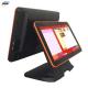 Black All In One Pos Dual Screen Pos Cash Register 15 Inch Aluminum Alloy Base