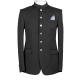 Solid Party Business Casual Suit Jacket Stand Collar Blazer Mens With Pocket Tie For Reception