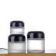 Forsted Glass Empty Cosmetic Jars Round, Shinny Black Cap Travel Cosmetic Jar