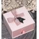 Art Paper Pink Paperboard Gift Boxes With Ribbon Drawer Box Shape For Cosmetic Packaging