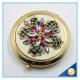 Shinny Gifts Luxury Rhinestone Flower Design Metal Compact Mirror Small Makeup Mirror For Girls Gift