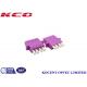 Compact Purple Fiber Optic Adapter LC OM4 No Dust Cap With Flange 4 Channel Way