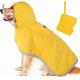 Dog Waterproof Raincoat with Poncho Hoodie, High Reflective Adjustable Yellow Pet Rain Jacket with Leash Hole