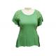 Ladies Short Sleeve T Shirts , Womens Green Shirt Blouse Hollow Embroidery Lace Inside