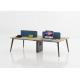 Modern Office Workstation Desk Wood And Steel Material For 4 Person