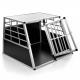 ALUMINUM Double Dog Crate Key Lock FRONT Door Pet Transport Car Travel Cage Box ZX104A1