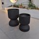 Round Minimal Texture Fibre Clay Plant Pot Lightweight In Black