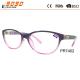 Lady 's fashionable reading glasses, made of plastic ,metal hinge and metal parts on the temple