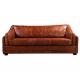 Full Grain Antique Leather Sofa With Diamond Side