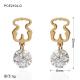 Rust-proof Diamond Stainless Steel Gold Plated Earrings for Lady