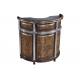 Solid Wood Frame Backless Counter Height Bar Stools Vintage Brown Leather Brass Nails