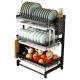 Foodgrade 55.5cm heght Black Metal Draining Rack / Wall Hanging Dish Rack Portable