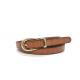 Female Chic Dress Belt Croco Embossed Genuine Leather With Polished Gold Buckle