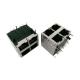 Stacked 2x2 RJ45 20mΩ Max Contact Resistance 120 - 150V AC 6u Gold Plating