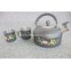 Luxury flower pattern kettle teapot with two cups stainless steel water coffee kettle with whistle for commercial use