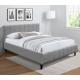 Double Grey Fabric Bed Frame With Wooden Slatted Base