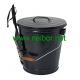 matt black color powder coated galvanized steel coal bucket scuttles with lid and shovel