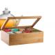 Multifunction Bamboo Tea Storage Box 8 Adjustable Chest Compartments