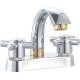 Brass Low Arc Centerset Bathroom Faucet Two Handle Deck Mounted