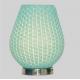 Blue Green Woolen Tapered Woven Bedside Lamps With Metal Base
