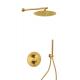 Concealed in wall thermostaic temperature rainshowe handshower mixer brushed golden brass faucet OEM round classical