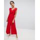 factory supplier in china custom plain red ruffle detail wide leg girl jumpsuit