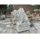 Garden decoration statues outdoor granite handcarved lions sculptures white beige colour stone lions