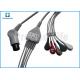 Normal use Round 6 pin one piece type ECG Monitor Cable 3.6 meters for patient monitor