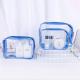 Personalized PVC Cosmetic Bag , Blue Clear Plastic Cosmetic Zipper Bags