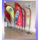 Fiberglass Poles Stainless Steel Base Flying Banner Teardrop / Feather / Square Beach Flag