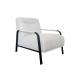 Firm Fixed Seat Fabric Arm Chair Metal Frame Tufted Back Light Beige Armchair