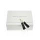 Hidden Magnet Collapsible Rigid Paper Gift Box Book Shape With Tassels Strap