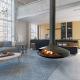 Indoor Custom Wood Burning Fire Pits Carbon Iron Suspended From Ceiling