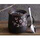 400ml Black Hot Drink Ceramic Mugs With Flower Painting 400g OEM Available
