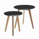 Solid Oak Wood Round Scandinavia Coffee Table Set 2 With MDF Top