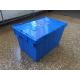 Attached Lid Mesh Body Plastic Storage Crates For Transportation
