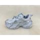 Silver White Fashion Sneakers With Paillette Cristal Breathable Mesh And Low Cut
