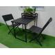 Plastic Steel Garden Folding Table And Chairs 5mm Tempered Glass With Flower Stand