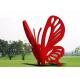 Contemporary Art Stainless Steel Garden Sculptures Large Red Butterfly