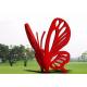 Contemporary Art Stainless Steel Garden Sculptures Large Red Butterfly