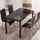 Powder Coating Glass Dining Table Set 4 Chairs For Family Dinner Party