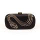 Luxury Black Satin Clutch Bag Hard Case And Snake Rivet Design