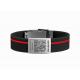 Personalised school id  silicone wristbands black sports id wristbands with red stripe