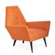 Orange Sorrento Fiberglass Lounge Chair For Coffee Room With Metal Frame