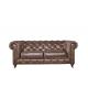 Chesterfield 2 Seater Chocolate Leather Sofa , Modern Sectional Two Person Sofas