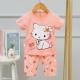 Cartoon Pink Children'S Sleep Wear / Short Short Pj Set 70cm 75cm Bust 5% Spandex