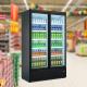 Supermarket Upright Double Door Drink Bottle Refrigerator Cooler Beverage Showcase