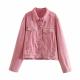 Manufactuer OEM Recreational Contracted Pink Ladies Denim Jacket For Spring