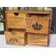 Brown  High Glossy Finish Wooden box Storage Box with 4 Drawers bins desk organizer